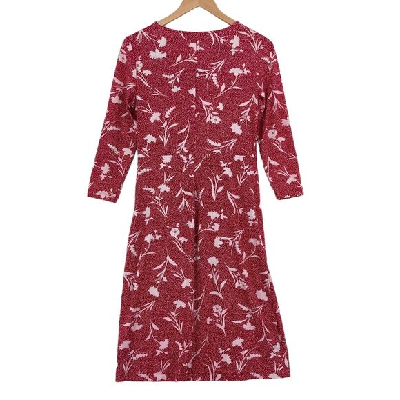 Lands' End Women's Red Pima Cotton Long Sleeve Side Knotted A-Line Dress Size XS - Picture 11 of 12